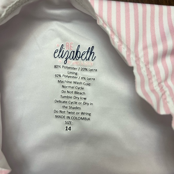 Be Elizabeth James & Lottie Scalloped Swimsuit Pink Stripe 14 Modest Southern - Picture 5 of 9